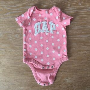 GAP Baby Pink and White Polka Dot Onesie